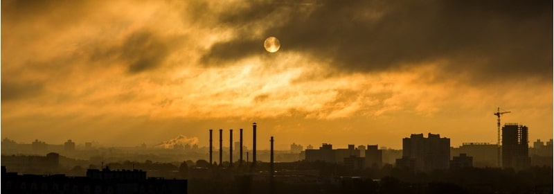 sunset with pollution in sky 