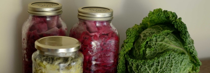 jars of sauerkraut for improving gut health