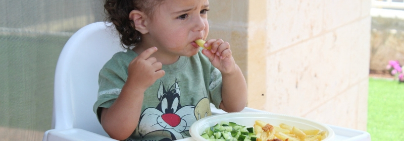 child eating a plate of food